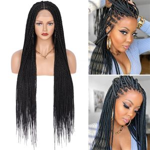 Full Lace Box Tressé Perruques Pour Les Femmes Noires Synthétique Remy Cheveux Perruque A71112