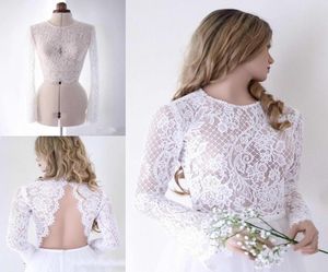 Vestes de mariée en dentelle complète, personnalisées, manches longues, enveloppes, dos nu, Capes appliquées, accessoires pour robe de mariée, printemps 2019, 7325235