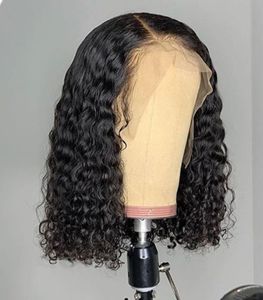 Volle kanten menselijk haarpruiken kanten voorpruiken Braziliaanse menselijke haren vooraf geplukte natuurlijke haarlijn 180 dichtheid pruiken korte bob curly7605827