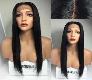 Perruques de cheveux humains pleine dentelle vierge brésilienne péruvienne droite dentelle frontale perruques couleur naturelle pour les femmes noires83954363970387