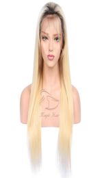 Perruques à cheveux humains en dentelle à lacers avec bébés Pré-cueilleux brésilien Remy 1BT613 Ombre Blonde en dentelle blonde Front Human Hair Wigs9209864