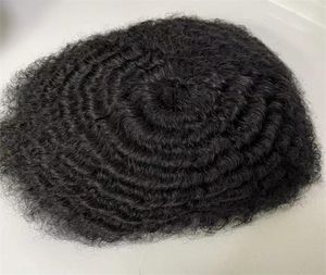 Volledige kanten toupee Indian Virgin Human Hair stuk 10mm Afro golf haarvervanging voor zwarte mannen Express Delivery4053711