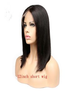Peluca llena de encaje Bob Pelucas de cabello humano para mujeres negras Pelucas delanteras de encaje de cabello humano Natural Negro 1B 2 4 Nudos blanqueados marrones 8637467