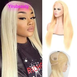 Full Lace Wigs 150% Densité Indienne Cheveux Humains Vague de Corps 613 Couleur Blonde Raide Cheveux Vierges Vison Yirubeauty Full Lace Wig Silky 215W