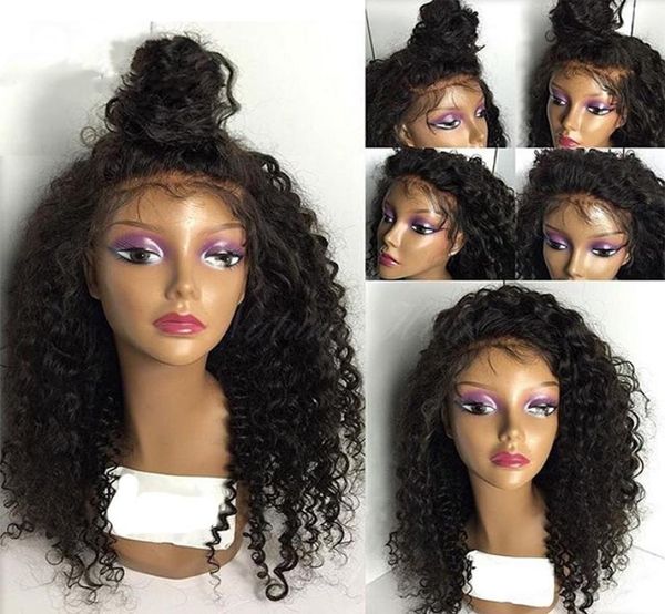Pelucas de encaje completo pelucas de cabello humano brasileño para mujeres negras tapa media culry 150 densidad cabeza completa color63339878