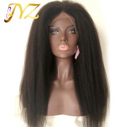 Perruques de dentelle complète pour les femmes noires perruques avant de dentelle droite crépus avec cheveux de bébé perruques de cheveux humains vierges crépus droites délié pré-épilé