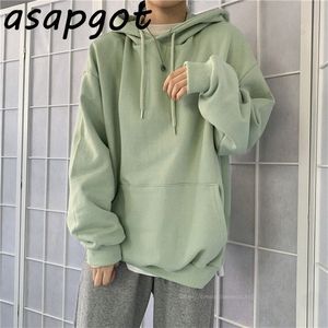 Volledige lantaarn mouw Hoodsed Hoodies Dames herfst Wild Koreaanse chique los slanke luie nieuwe 6 kleuren oversized sweatshirts zoete katoen T200904