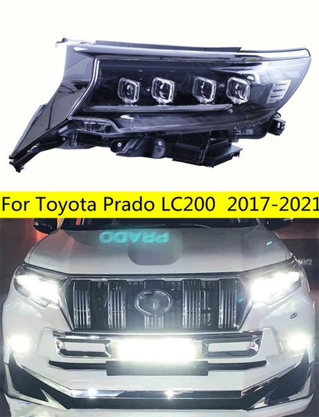 Completas de luz LED frontal para Toyota Prado LC200, faro LED 17-21, luces de circulación diurna, lente de Luz De Carretera, lámpara de ojo de Ángel