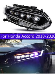 Voll-LED-Scheinwerfer für Honda Accord 18–20, DRL-Blinker, Tagfahrlicht, ein Hauch von blauem Fernlicht, Angel Eye-Frontleuchte