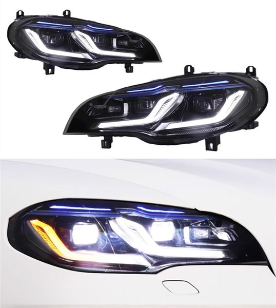 Flechosa LED completa para X5 E70 2007-2013 Dual L de estilo azul LED LED Luces diurnas Señales de giro dinámico Accesorios para automóviles