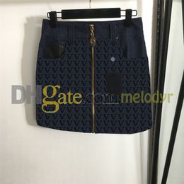 Lettre complète jupe femme sexy mini robe denim Designer haute taille jean jupe en jean de mode