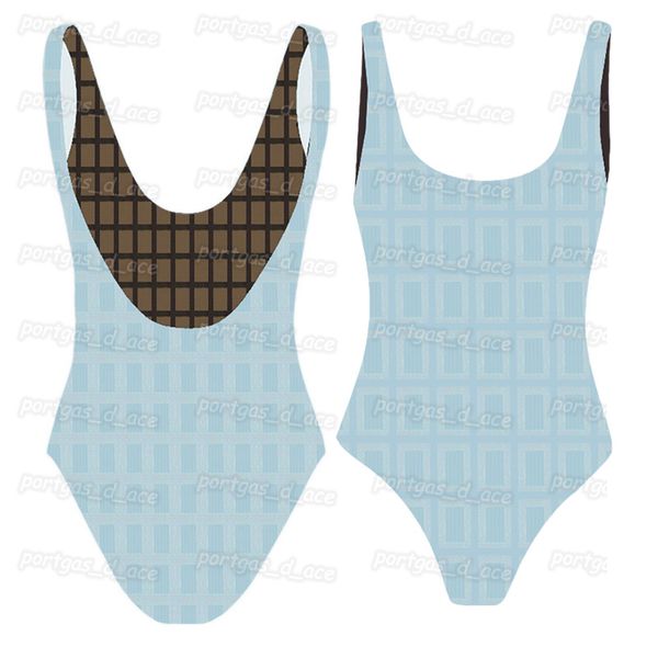 Lettres complètes maillot de bain femme Sexy dos nu une pièce maillots de bain bleu marron rembourré maillots de bain