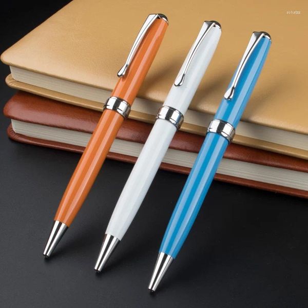 Bolígrafo De Metal completo, Mini bolígrafos giratorios portátiles para escuela, oficina, tinta negra
