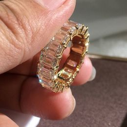 Bague princesse complète en or 14 carats, en Zircon cz AAAAA, bague de mariage de luxe pour femmes, bijoux de fête de déclaration de mariée