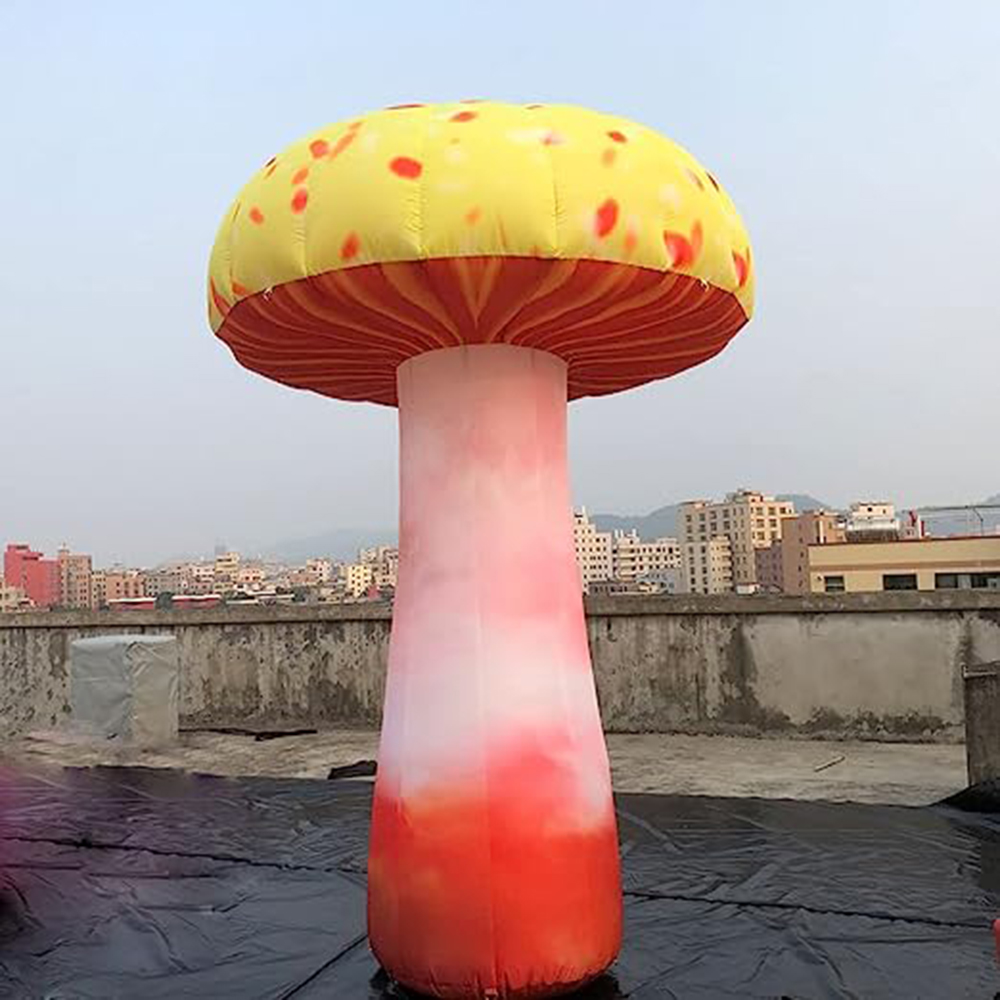 Full utskrift färgad 20 fot lång uppblåsbar svampballong växtmodell för temaparkens evenemangsstegdekoration