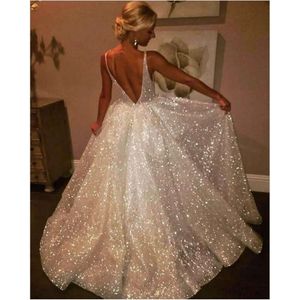 Prom complet A Sexy Line Sequins Robes de soirée brillantes brillantes