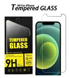 Schermbeschermer voor iPhone 14 Pro Max 13 Mini 12 11 XS XR X 8 7 Plus Samsung S21 A72 A52 A42 A10S 4G 5G Tempered Glass 9H Premium anti-explosiefilm met retailpakket