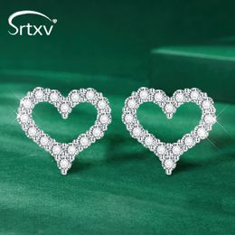 Full Real D Color Moissanite Stud Orees Oreads for Women Trendy Heart Stud 100% 925 BILAND GRIEUR ANNIVERTAINS SIRGLE SIRGLE STERLING