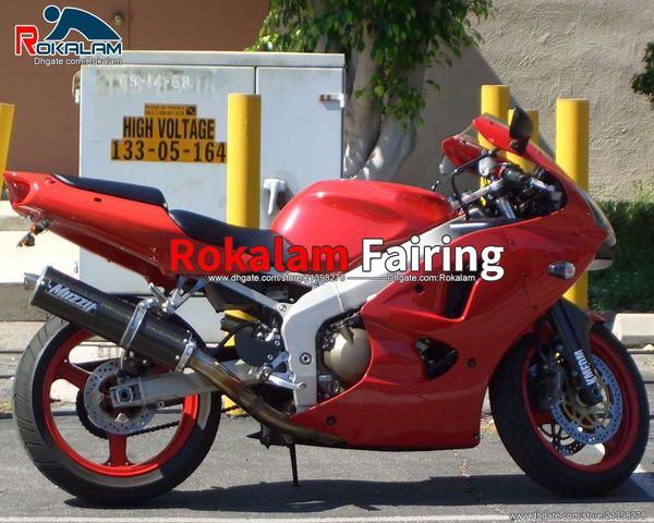 Juego de carenado rojo completo para Kawasaki Ninja ZX6R ZX 6R 2000 2001 2002 Piezas de carenados de motocicleta del mercado de accesorios de cuerpo de plástico (moldeo por inyección)