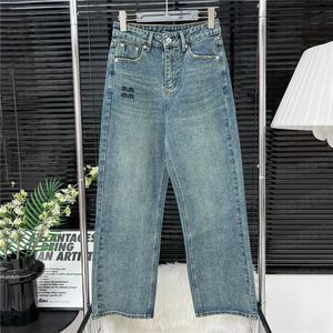 Volledige strass denim broek geborduurde letter designer jeans voor dames klassieke mode Jean broek streetwear