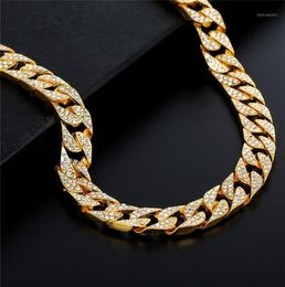 Collar cubano ostentoso de Hip hop con diamantes de imitación helados para hombres, collares de cadena pavimentada para mujeres y hombres, joyería CZ Link Chain13099431