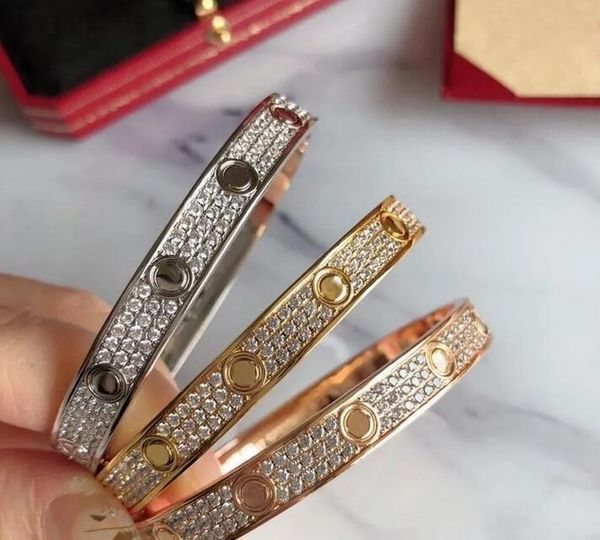 Plein strass en acier inoxydable mode haute qualité designer bracelet femmes mens glace diamant amour bracelet manchette bracelet tournevis bijoux bracelet 2023