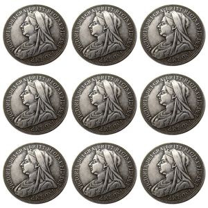 Ensemble complet de 9 pièces artisanales reine Victoria de grande-bretagne, 1 florin plaqué argent, pièces de copie, matrices métalliques, fabrication 1893 – 1901, 2680