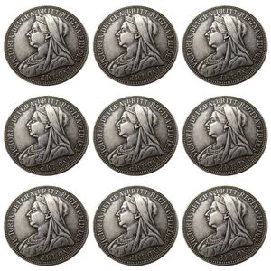 Ensemble complet de 9 pièces artisanales reine Victoria de grande-bretagne, 1 florin plaqué argent, pièces de copie, matrices métalliques, fabrication 239m, 1893 – 1901