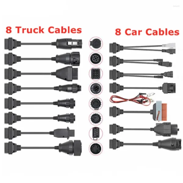 Ensemble complet 8 câbles pour camion Car OBD OBD2 Connecteur de diagnostic 8pcs Pins Adaptateurs activés