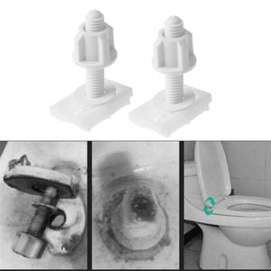 Volledige set bouten schroeven kit voor toiletbril reparatie 2 x schuifplaten 2 x bouten 2 x sluitringen premium plastic glad oppervlak