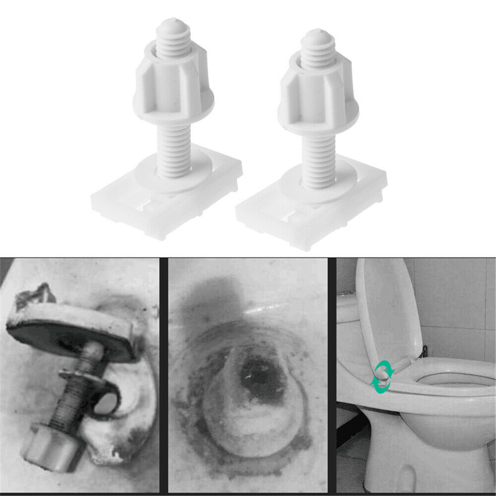 Voll -Set -Schrauben Schraubenschrauben Kit für Toilettensitz Reparatur 2 x Schieberplatten 2 x Schrauben 2 x Waschmaschine Premium Kunststoff Glattes Oberfläche
