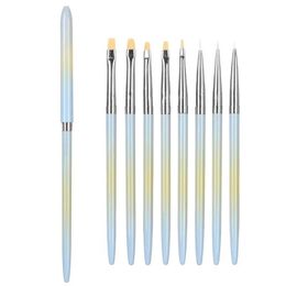 Full Set of Nail Enhancement Tools in Blue and Yellow Gradient Metal Rod Japanese Nail Enhancement Multifunction Kit for Professional Nail