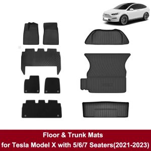 Ensemble complet de tapis de protection pour Tesla modèle X 7 6 sièges, tapis de sol et de coffre, doublures 3D avec couverture, accessoires imperméables antidérapants