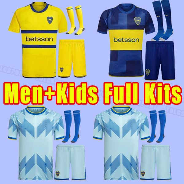 Volledige set sokken 23/24 Boca Juniors CAVANI Voetbalshirts MARADONA BULLAUDE ZEBALLOS FERNANDEZ Shirts Benedetto JANSON BARCO VILLA TABORDA voetbal Uniform heren kinderen