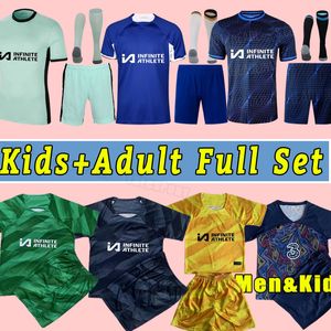 Komplettes Set Socken CFC Fußballtrikots STERLING Cucurella KOULIBALY ZIYECH PULISIC MOUNT KANTE HAVERTZ WERNER CHILWELL 2023 Fußballtrikot 23 24 Kind Kinder Training GK