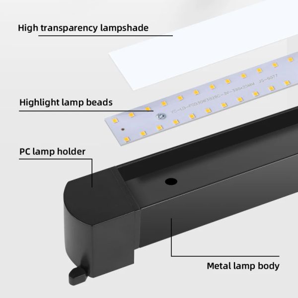 Lampe de plafond à LED de piste complète complète 85-265v Papin LED Track Rail Éclairage d'éclairage de vêtements Home Spotlight