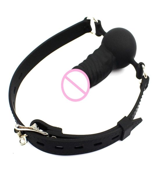 Full silicone Open Mouth Gag BDSM Bondage retenus Ball Gags Oral Fixation Sex Toy pour couple Game Adult T1910283897383