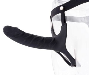 Volledige siliconen strappy holle penis extender strapon dildo siliconen riem op dildo met harnas kit speeltjes voor mannen geen trillingen Y4468501