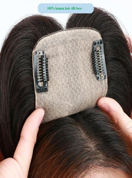 Base de seda completa 8x12 brasileño 100 piezas de peluca de cabello humano para mujeres pelucas de toppers negro natural 1703536