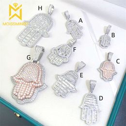 Colliers de pendentifs à main de Moisanite pleine grandeur pour le testeur de diamants de bijourie hip hop sier