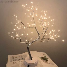 Estrella de cielo completo Golden Willow Cherry Cherry Led Night Light Mini Christmas Tree Cobre Wire Lámpara de guirnalda Luz de hada para el hogar HKD230812