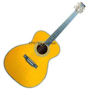 Guitarra acústica amarilla serie OM de madera maciza