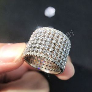Volledige sprankelende zirconia brede ringen voor dames mode luxe trouwringen vingeraccessoires stijlvolle ringen sieraden