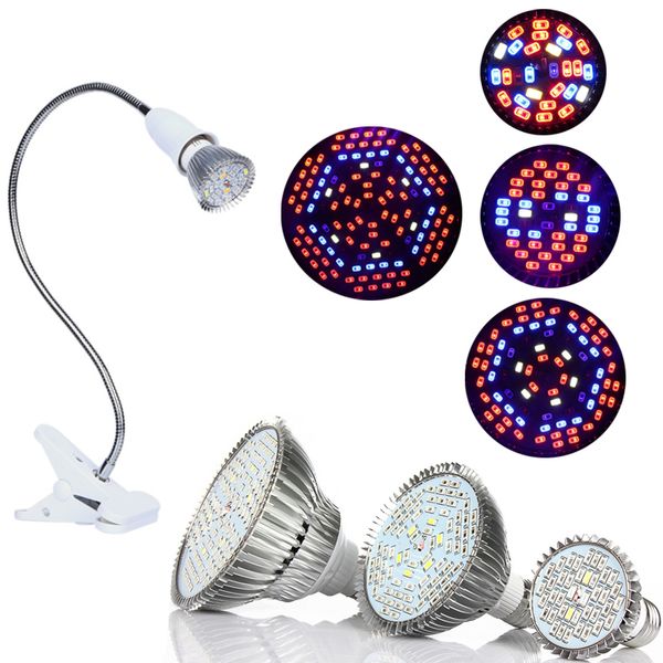 Lampe de croissance à LED avec clip de support de lampe E27 flexible à 360 degrés Lampe de croissance de plantes à LED pour plantes d'intérieur ou de bureau et tentes hydroponiques