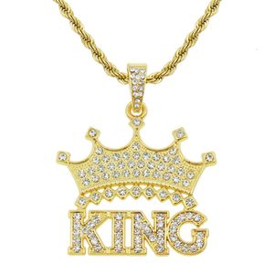 Volledige splice hiphop diamant kroon brief king legering gepersonaliseerde ketting