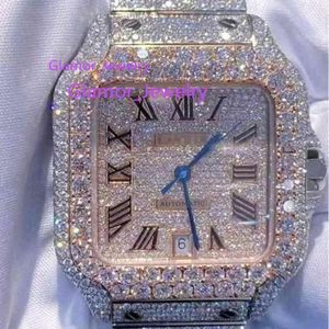 Volledige tafelset met diamanten Mosang Stone Diamond Watches Maatwerk kan de test van heren automatisch mechanisch uurwerk waterdicht horloge C7 doorstaan