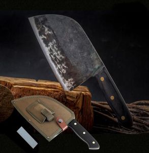 Couteau de Chef Full Tang forgé à la main, couteaux de cuisine en acier plaqué à haute teneur en carbone, couperet à fileter, tranchage large, couteau de boucher 5231147