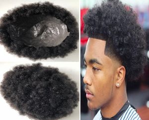 toupet afro peau fine meilleure vente cheveux noirs brésiliens cheveux humains non transformés afro kinky curl pu toupet pour hommes noirs 1036239