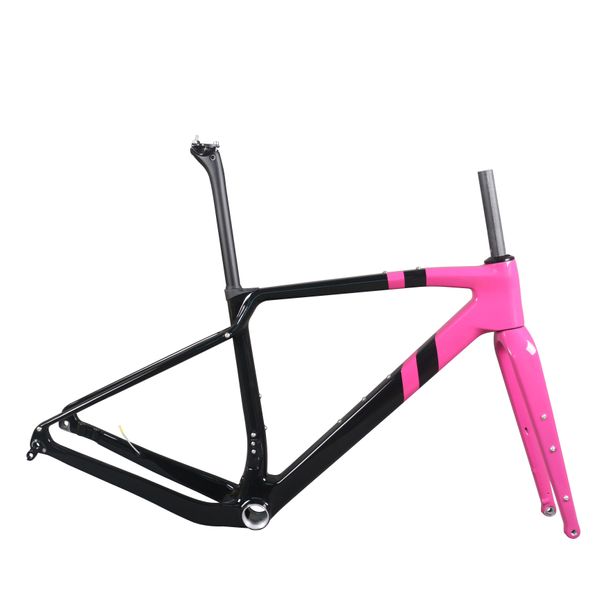 Cuadro de bicicleta de grava T1000 de fibra de carbono Toray completo GR047 freno de disco de montaje plano pintura personalizada neumático máximo 700CX47C