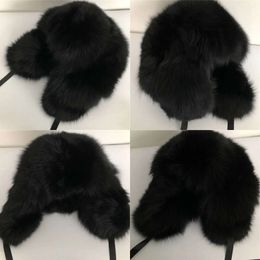 Volledige unisex bedekte echte vossenbont trapper Rusland warme jager ushanka cap darmlappen hoed originele kwaliteit